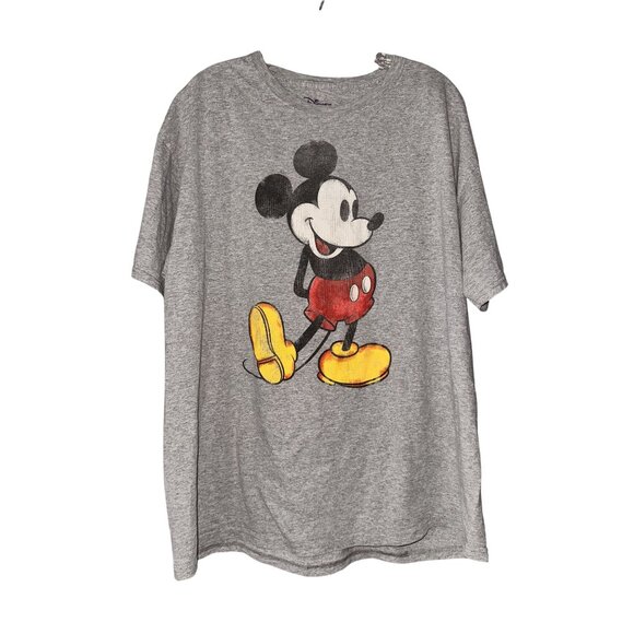 soft Disney Mickey Mouse Heather Gray Short-Sleeve T-Shirt XL 90% Cotton 10% Pol - Picture 1 of 4
